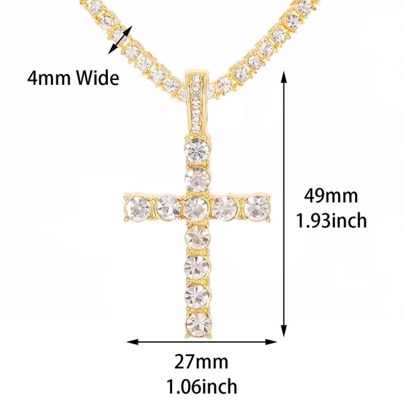 ⭐ Large 24" Cross & Diamond Infinity Necklace With 4mm Diamonds 18k Gold Pltd ⭐ - Picture 5 of 8